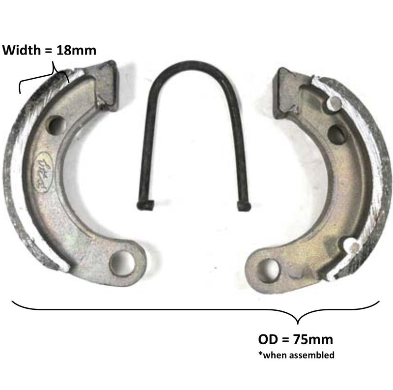 Brake Shoes  OD= 75x18mm  Fits Tomberlin 110cc Dirtbike