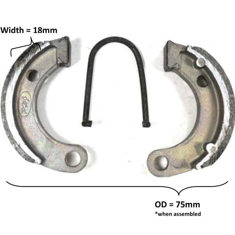 Brake Shoes  OD= 75x18mm  Fits Tomberlin 110cc Dirtbike