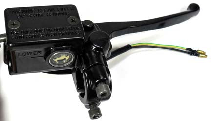 Front Brake Assembly  49-150c Chinese Scooters + Some Mopeds  Line=36in 2 wires  Caliper bolts c/c=43 L=100 W=70mm