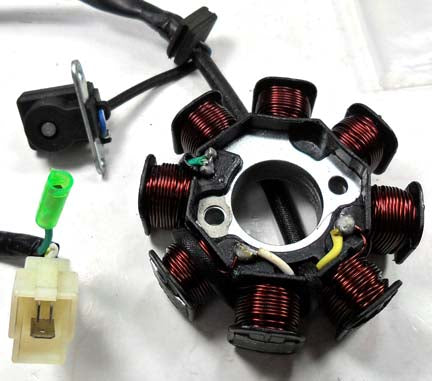 Stator  8 Pole 3 Pins in 3 Pin Female Jack + 1 Wire  OD=88 ID=29 H=29 Bolts c/c=42 Pickup Coil c/c=34