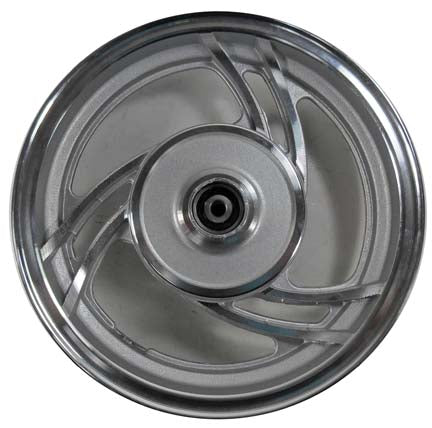 Wheel Rim (Front) (2.50x10), Rotor Bolt  Pattern=3x57mm  Offset=0.50 in, Shaft ID=10 mm, Silver