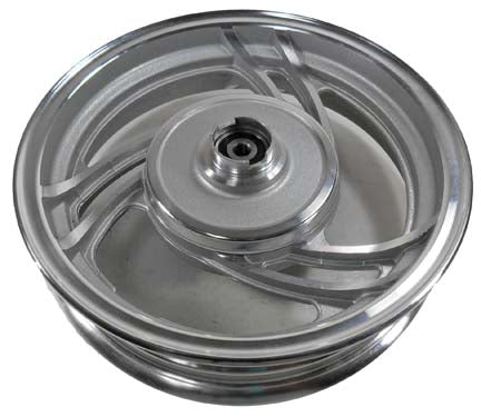 Wheel Rim (Front) (2.50x10), Rotor Bolt  Pattern=3x57mm  Offset=0.50 in, Shaft ID=10 mm, Silver