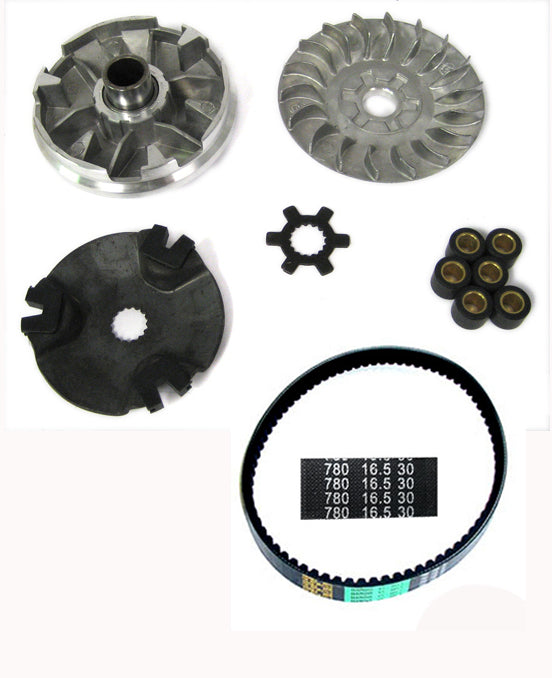 Variator Clutch & BeltFits Polaris, Eton, Alpha Sports, 50cc 2 Stroke ATVs & Scooters
