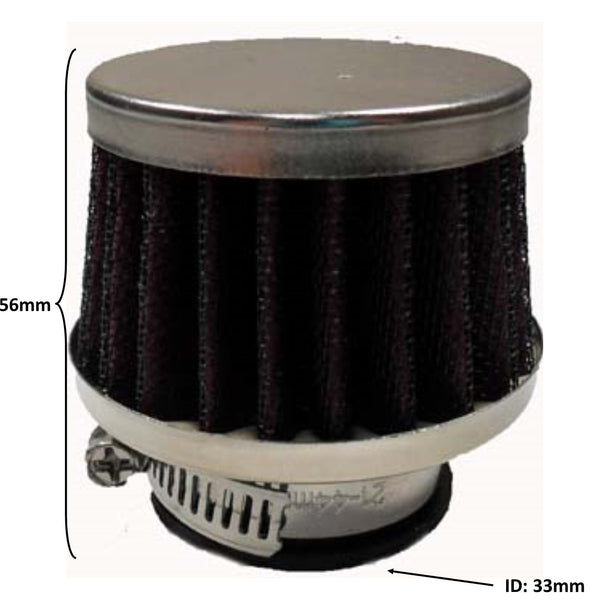 Air Filter  ID=33mm, Total L=56mm  Filter Color May Vary From Our Picture