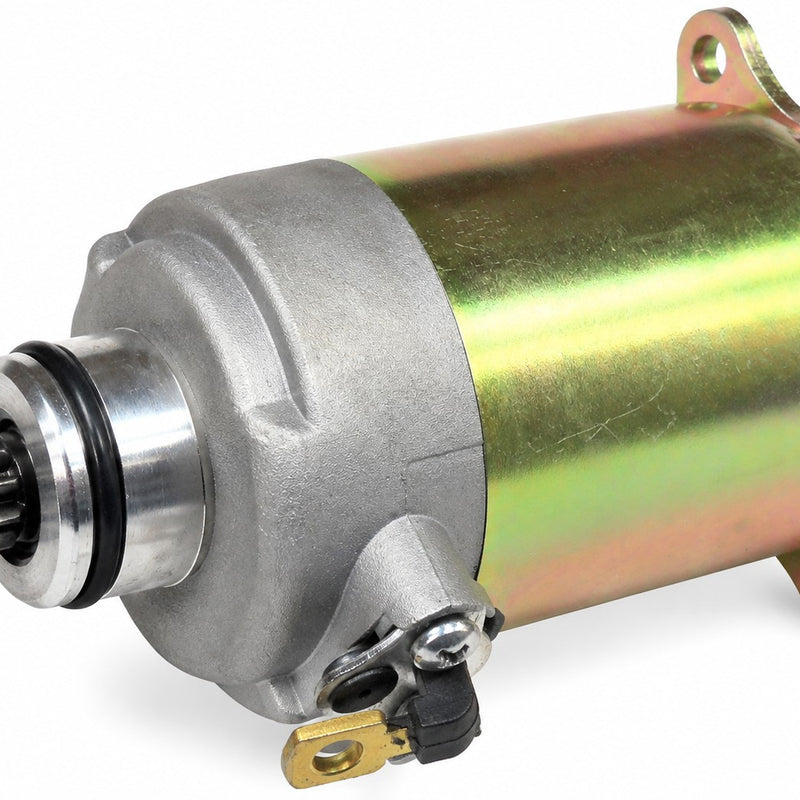 STARTER MOTOR  Fits Most GY6-125, GY6-150 Chinese ATVs, GoKarts, Scooters  Shaft OD=11.5mm Spline=9  Flange= 30mm  1 ring terminal Bolts c/c=77mm