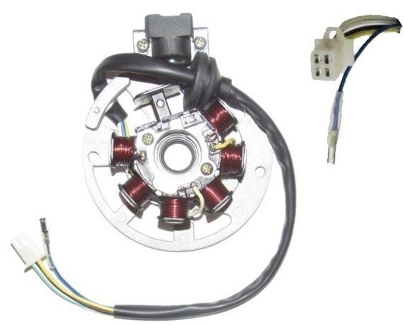 Stator 49cc 2 Stroke  Fits Many Chinese Scooters  6 Coil 4 Pin in 4 Pin Jack + 1 Wire