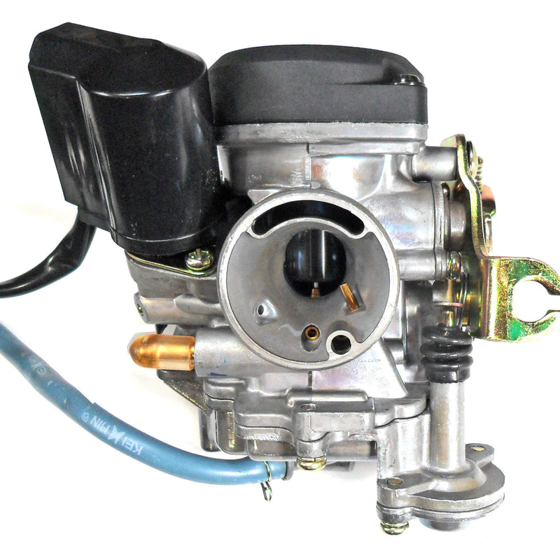 Keihin Style PD18J Carburetor with booster pump TOP QUALITY - Best Value Intake ID=18 OD=28 Air Box OD=38mm Fits Most 49-90cc Scooters With GY6 Belt Drive Motors