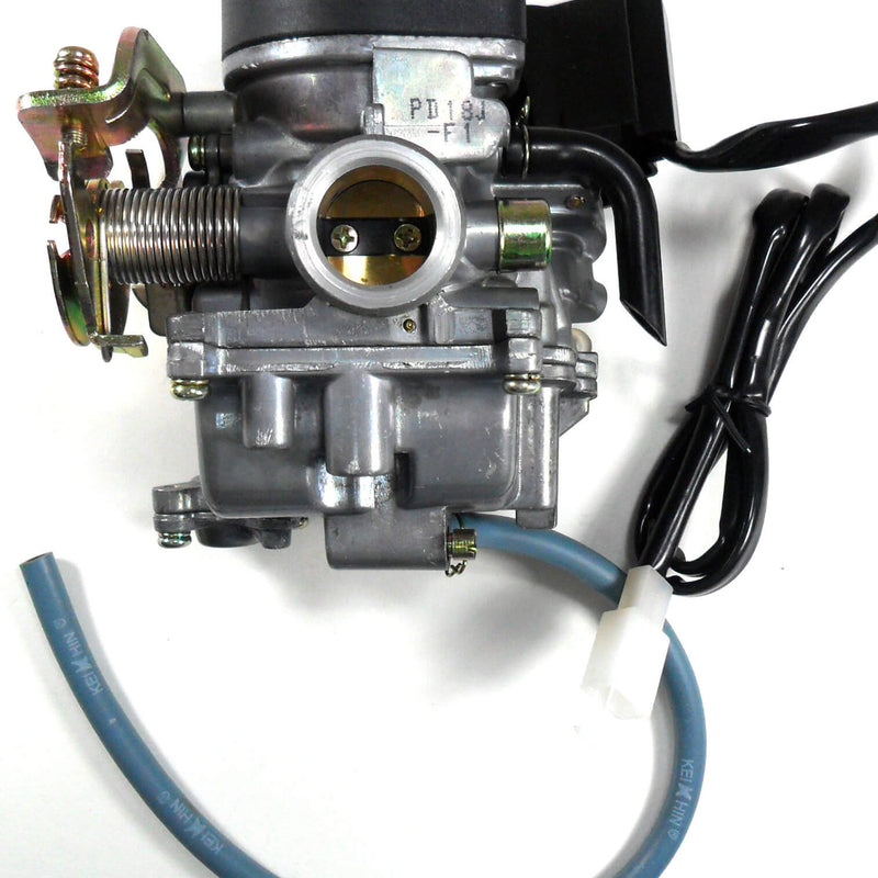 Keihin Style PD18J Carburetor with booster pump TOP QUALITY - Best Value Intake ID=18 OD=28 Air Box OD=38mm Fits Most 49-90cc Scooters With GY6 Belt Drive Motors