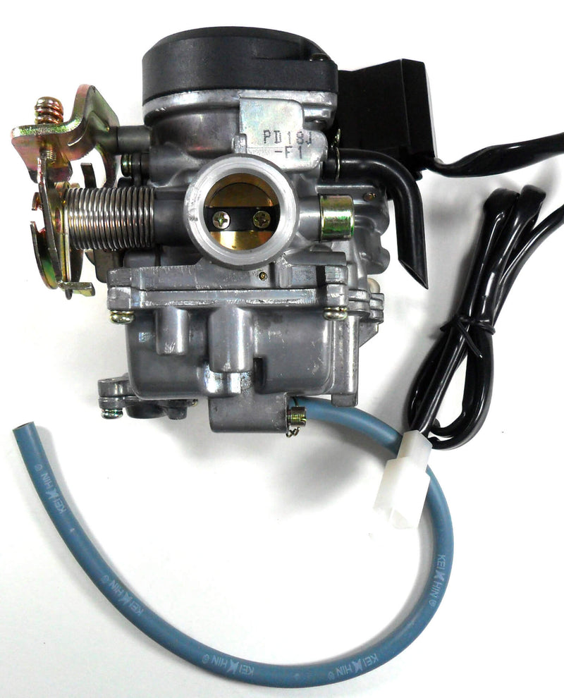 Keihin Style PD18J Carburetor with booster pump TOP QUALITY - Best Value Intake ID=18 OD=28 Air Box OD=38mm Fits Most 49-90cc Scooters With GY6 Belt Drive Motors