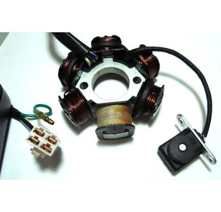 Stator 49-150cc 4 Stroke  Fits many Chinese ATVs, GoKarts, Scooters  6 COIL 4 Pin in 4 Pin Jack + 1 wire