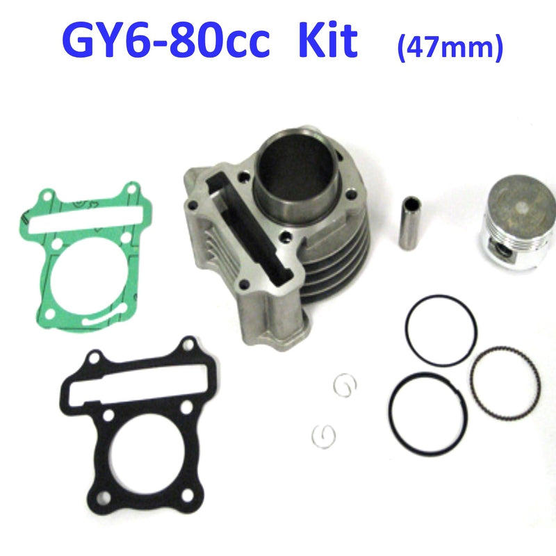 80cc (High Performance) Cylinder Piston Top End Kit For GY6-50 QMB139 Chinese Scooter Motors. Bore=47mmRequires Head #634585