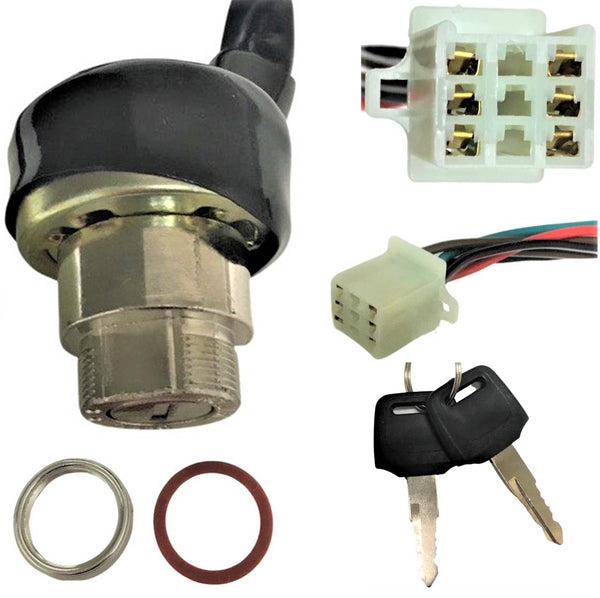 Ignition Switch  Fits Many 70-110cc ATVs  6 pins in 9 pin Male Jack