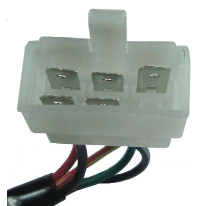 Ignition Switch  Momentary Action (Springs Back)  Fits Many Chinese GoKarts  5 Pins in 6 Pin Female Jack