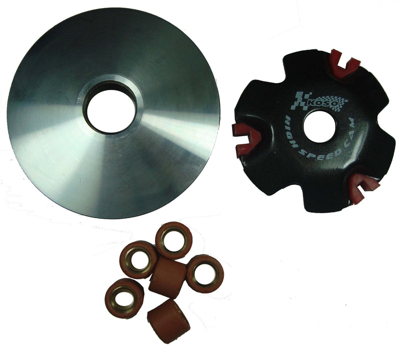 High Performance 50cc Long Case Scooter Clutch & Belt Kit- Front Clutch Variator, Rear Clutch Pulley, PowerLink Drive Belt & Belt Cover Gasket, Increased Performance Potential