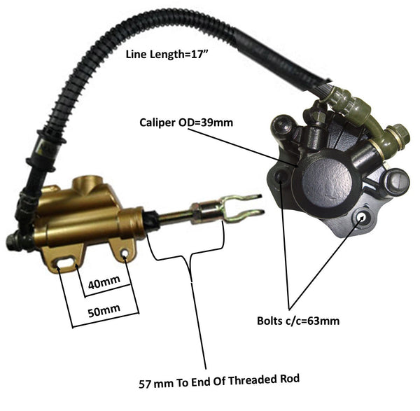 REAR FOOT BRAKE ASSEMBLY  50-125cc Mid Sized Chinese ATVs, Dirtbikes
