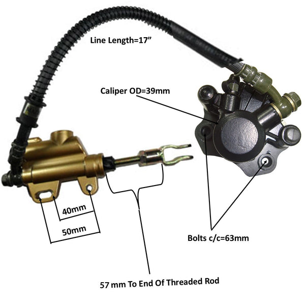 REAR FOOT BRAKE ASSEMBLY  50-125cc Mid Sized Chinese ATVs, Dirtbikes