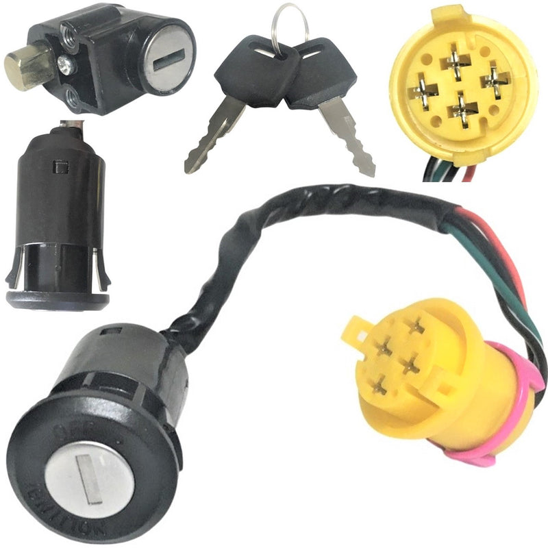 Ignition Switch  Fits Many ATVs  With Helmet Lock  4 Pin in 4 Pin Round Jack