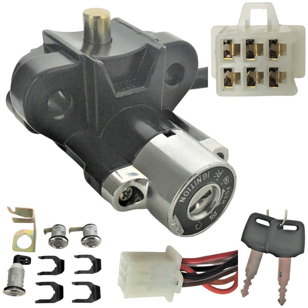 Ignition Switch  Fits Many 150-250 Scooters  With 3 Locks  6 Pin in 6 Pin Jack Bolts c/c=50mm