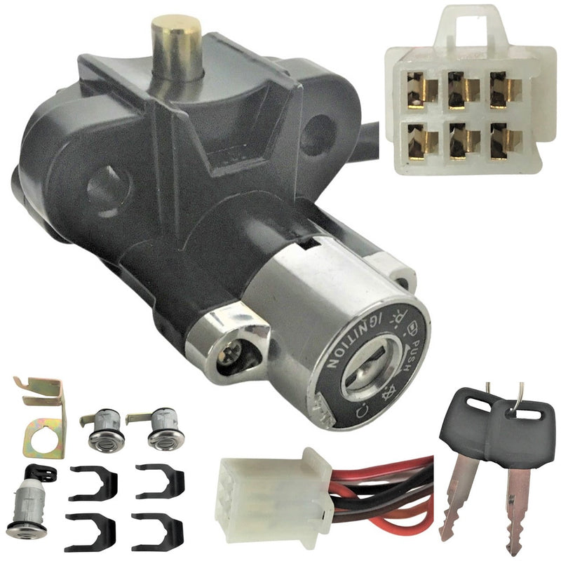 Ignition Switch  Fits Many 150-250 Scooters  With 3 Locks  6 Pin in 6 Pin Jack Bolts c/c=50mm