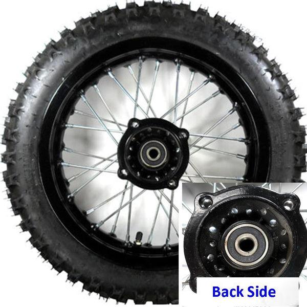 Rear Wheel with TireRim=1.85x12Tire=3.00x12  Disc Brakes  Side 1 Bolts Cross c/c=90mm Side 2=100mmAxle ID=12mm