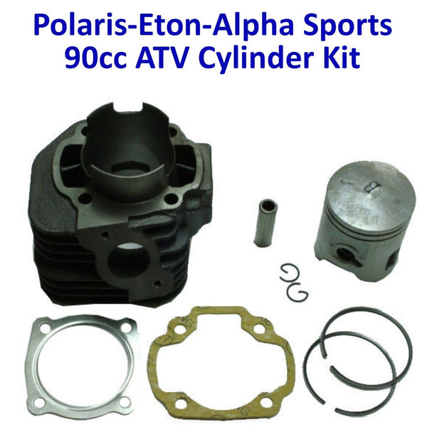Cylinder Piston Top End Kit 90cc 2 Stroke Fits E-Ton Implus TXL90, Thunder AXL90, Sierra DXL90, Viper RXL90, RXL90R ATVs + Adly Polaris, Dinli, Alpha Sports and more. B=52mm Pin=12mm H=77mm