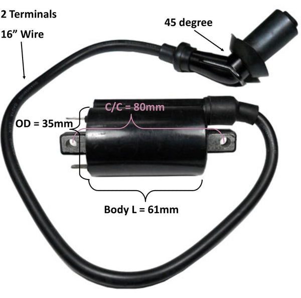 Ignition Coil  Plug Cap=45deg 16