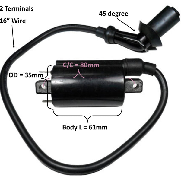 Ignition Coil  Plug Cap=45deg 16