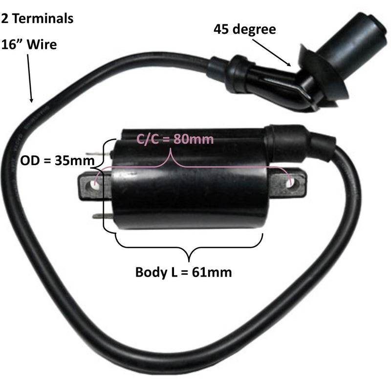 Ignition Coil  Plug Cap=45deg 16