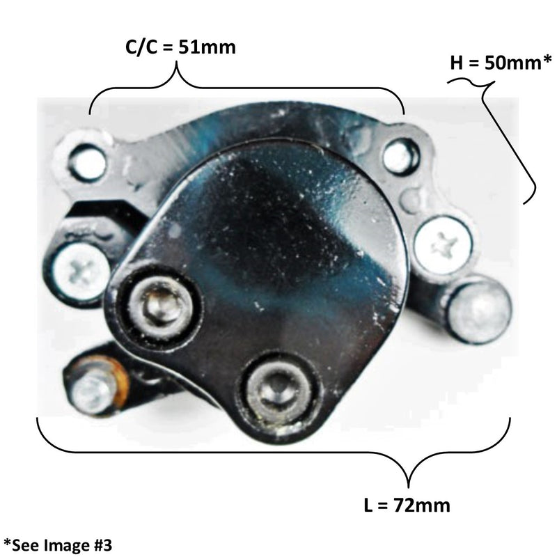 Disc Brake Caliper  Mounting Bolts c/c= 51mm  Caliper L=72 H=50  Fits Many Dirt Bikes