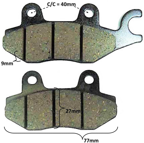 Disc Brake Pads 27x77x9 C/C=40mm Fits E-Ton Yukon CXL150, Viper RXL150R ATVs + More