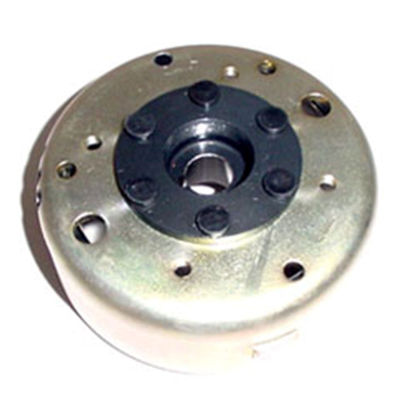 Flywheel Fits E-Ton Yukon YXL150, CXL150, Viper RXL150R, ATVs, Beamer R4-150, Matrix 150 Scooters + Others + More ID= 90mm, Hgt=40mm  Shaft (closed side)=15.2, Shaft (open side)=18mm Use Puller# 634192