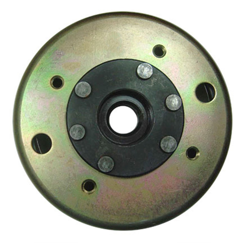 Flywheel Fits E-Ton Yukon YXL150, CXL150, Viper RXL150R, ATVs, Beamer R4-150, Matrix 150 Scooters + Others + More ID= 90mm, Hgt=40mm  Shaft (closed side)=15.2, Shaft (open side)=18mm Use Puller# 634192