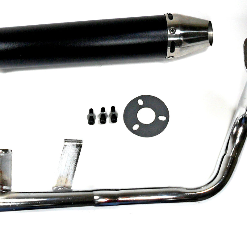Exhaust Pipe  HIGH PERFORMANCE BLACK/CHROME  Fits Most GY6-50 QMB139 49cc Chinese Scooter Motors  Canister L=280mm D=60mm