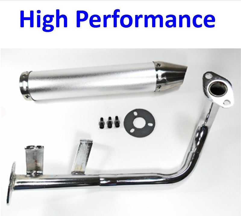 HIGH PERFORMANCE CHROME Exhaust Pipe  Fits Most GY6-50 QMB139 49cc Chinese Scooter Motors  Canister L=280mm D=60mm