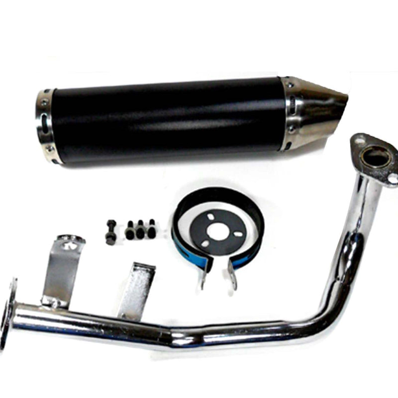 Exhaust Pipe  HIGH PERFORMANCE BLACK/CHROME  Fits Most GY6-50 QMB139 49cc Chinese Scooter Motors  Canister L=300mm D=88mm