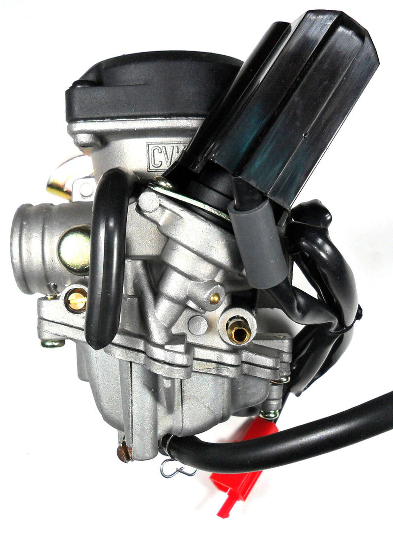 Runtong CVK PD18J Carburetor with booster pump  Intake ID=18 OD=28 Air Box OD=39mm  Fits Most 49-80cc GY6 Belt Driven Scooters