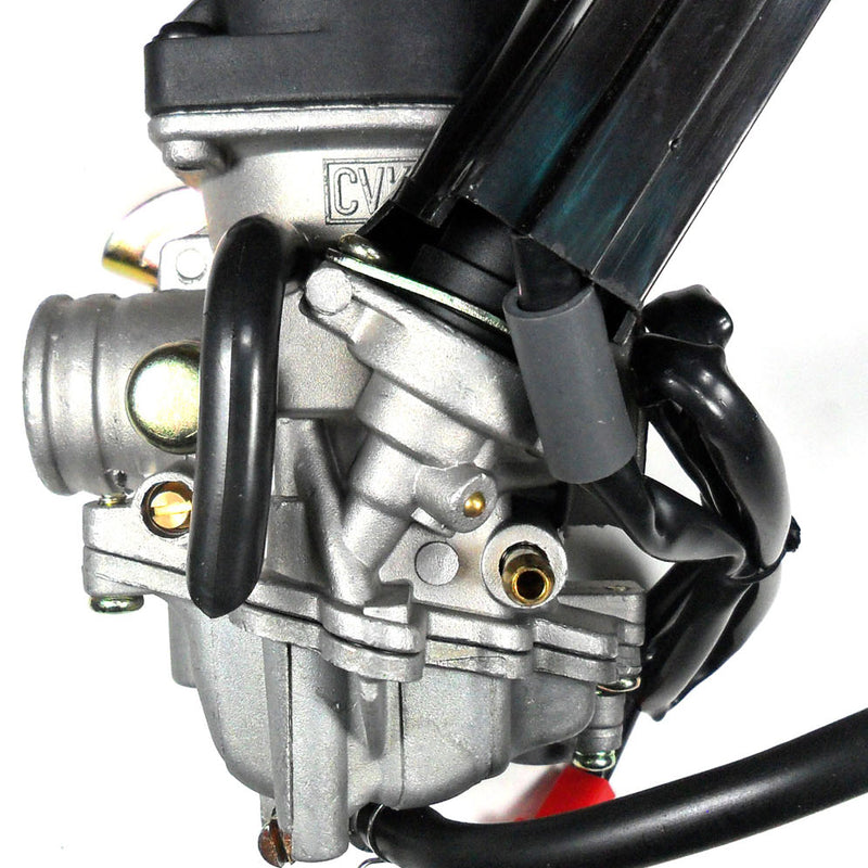 Runtong CVK PD18J Carburetor with booster pump  Intake ID=18 OD=28 Air Box OD=39mm  Fits Most 49-80cc GY6 Belt Driven Scooters