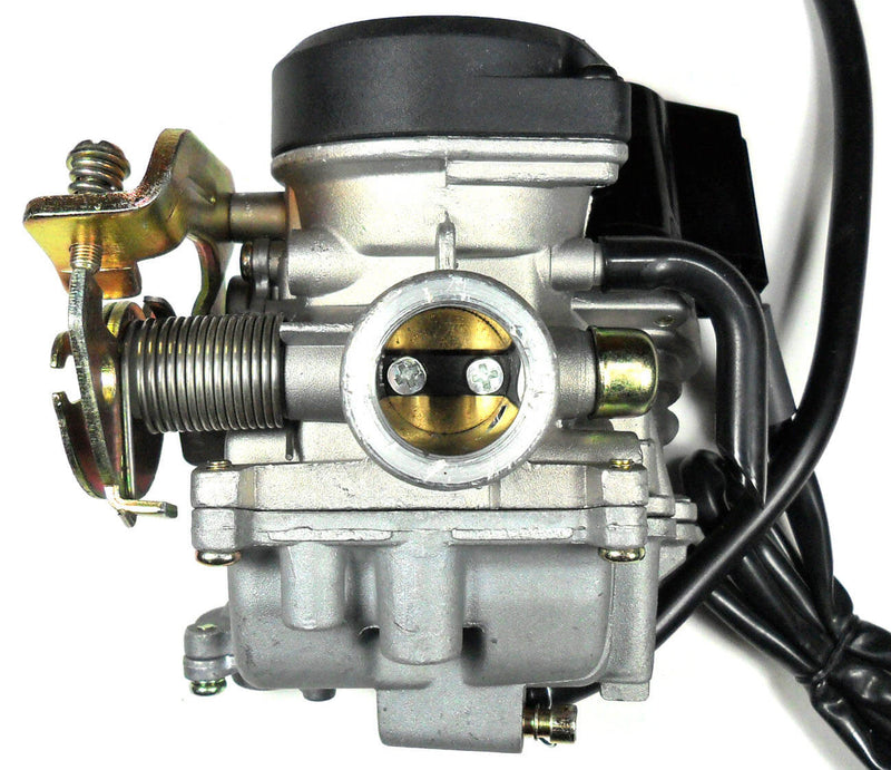 Runtong CVK PD18J Carburetor with booster pump  Intake ID=18 OD=28 Air Box OD=39mm  Fits Most 49-80cc GY6 Belt Driven Scooters