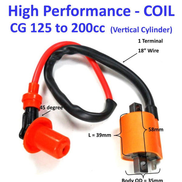 Ignition Coil  RACING HIGH PERFORMANCE  Plug Cap=45deg, 18