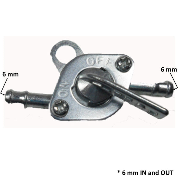 FUEL VALVE  Inline  6mm In and Out  Fits many 70-150cc ATVs
