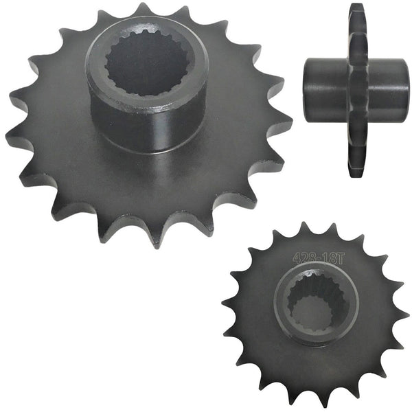 Front Sprocket #428 18th  Splines=19, ID=20mm  Total L=45mm  Fits many 90-150cc ATVs