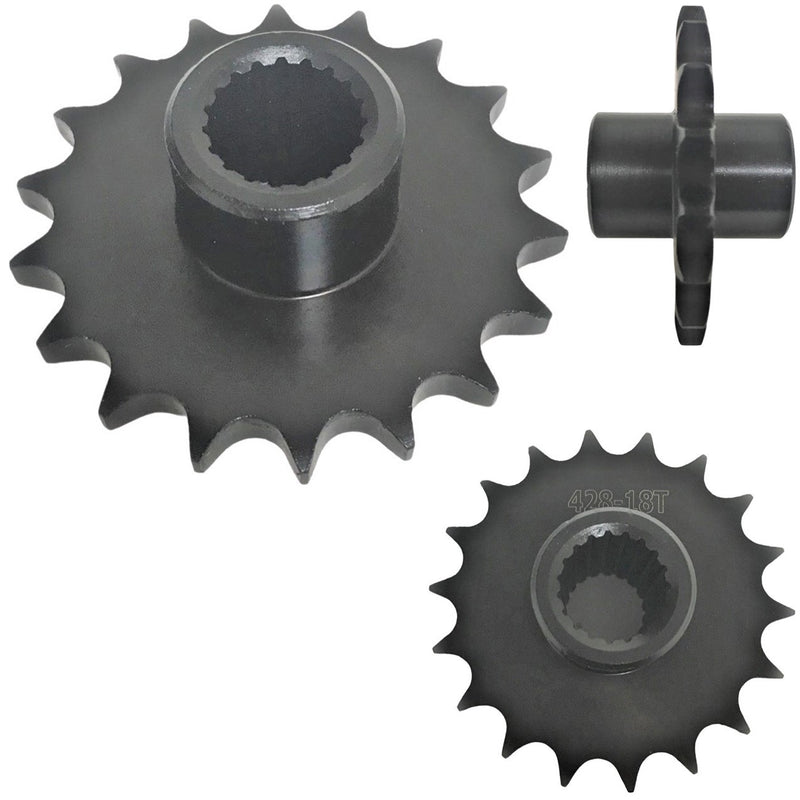 Front Sprocket #428 18th  Splines=19, ID=20mm  Total L=45mm  Fits many 90-150cc ATVs
