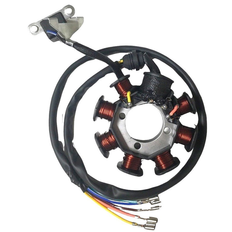 Stator 250cc  Fits CG125 & CG150 + others  8 Coil 5 Wires (includes 6 pin connector)  OD=88 ID=32 H=28 Bolts c/c=28