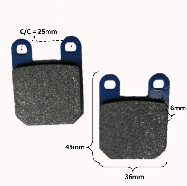 Disc Brake Pads  36x45x6  Ctr to Ctr=25mm