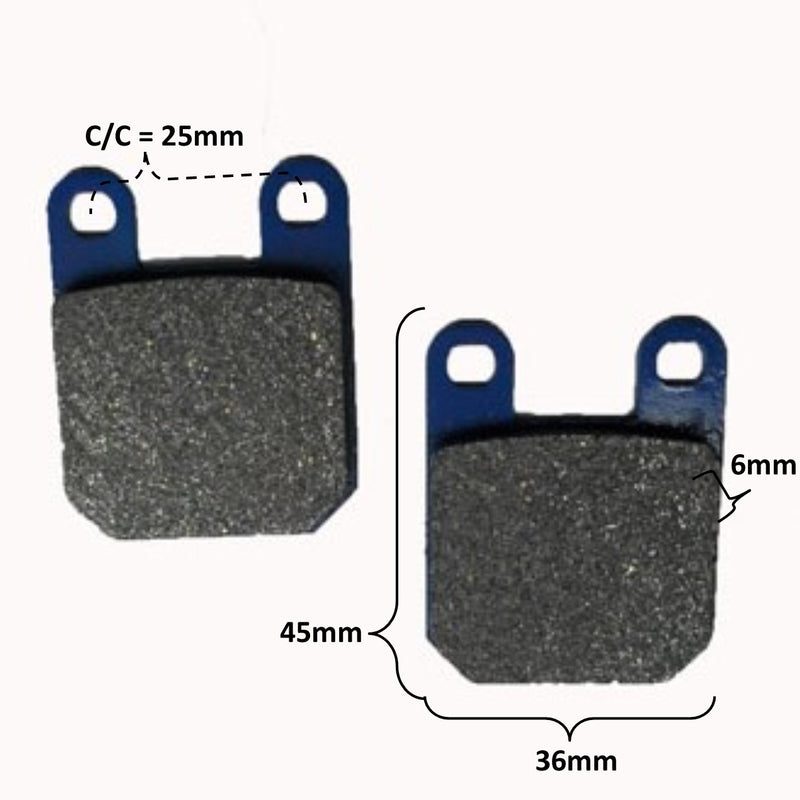 Disc Brake Pads  36x45x6  Ctr to Ctr=25mm