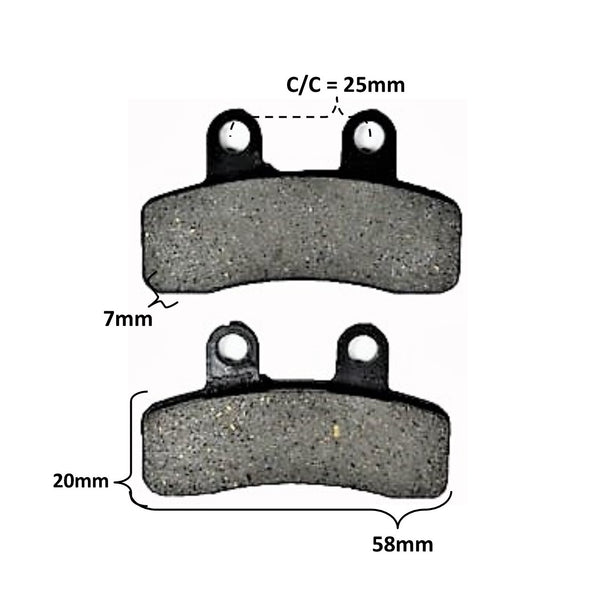 Disc Brake Pads  58x20x7 Holes c/c=24mm