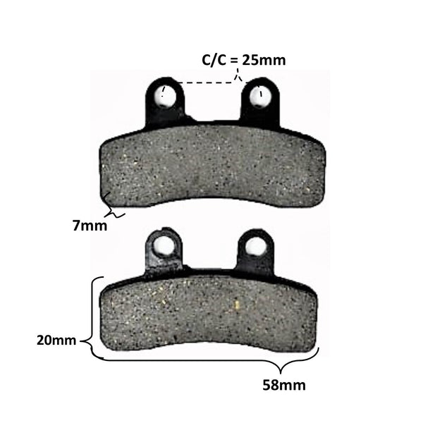 Disc Brake Pads  58x20x7 Holes c/c=24mm