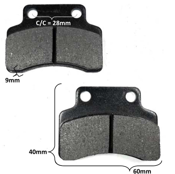 Disc Brake Pads  60x40x9 Holes c/c=28