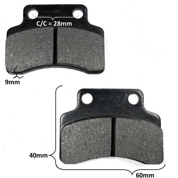 Disc Brake Pads  60x40x9 Holes c/c=28