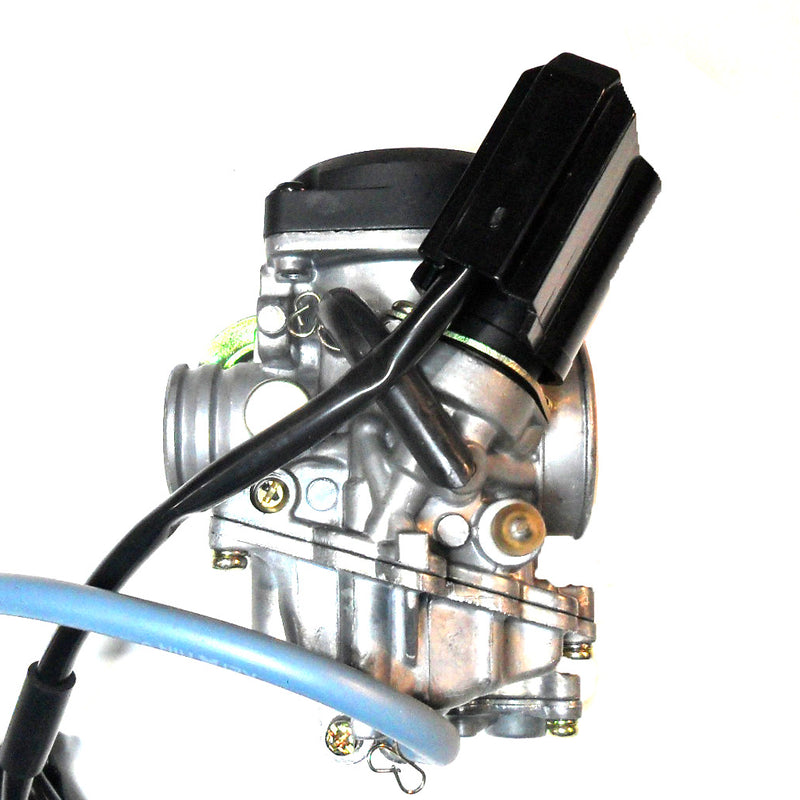 Runtong CVK PD19J Carburetor with booster pump  Intake ID=19 OD=28 Air Box OD=40  Fits Most 49-100cc GY6 Belt Driven Scooters